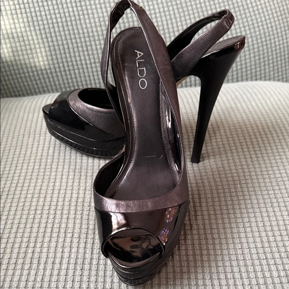 Elegant Black Slingback Heels 5”, Aldo Used - Picture 14 of 16